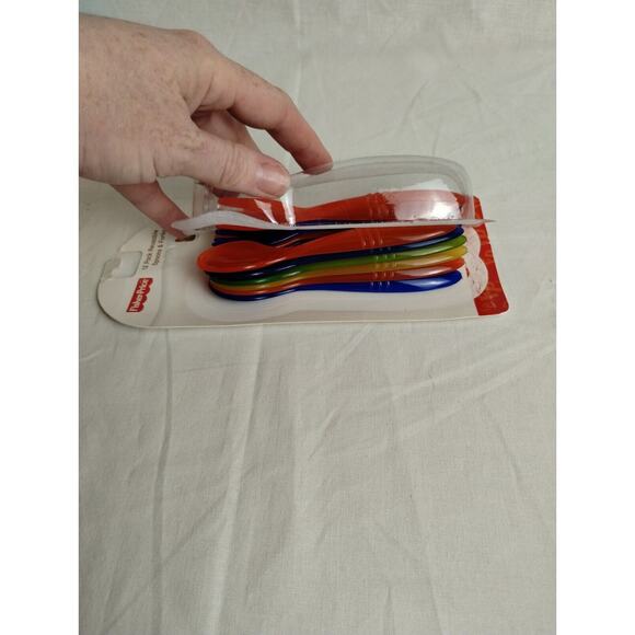 3 Fisher Price Reusable Three Section Divided Plates with 12 Forks Spoons - Picture 8 of 10